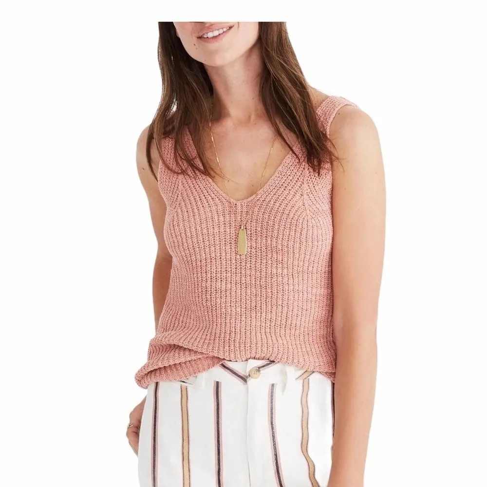 Madewell Monterey Knit Sweater Tank in Lucid Pink